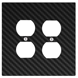 Carbon Fiber Black Grey Pattern Background 2 Duplex Electrical Outlet Wall Plate (4.56 x 4.5in)