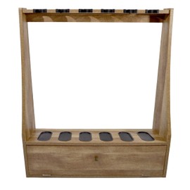 Old Cedar Outfitters Distressed Wood 6 Capacity Rifle and Gun Floor Rack with Compartment