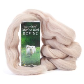 Merino Wool Roving, Premium Combed Top, Color Cafe Au Lait, 21.5 Micron, Perfect for Felting Projects, 100% Pure Wool, Made in The UK