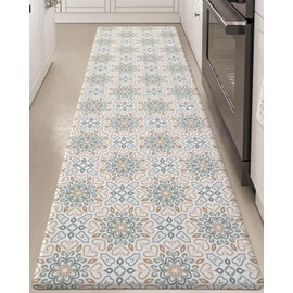 LUMI Anti Fatigue Kitchen Cushioned Mat for Floor, Ultra Soft Non-Slip Waterproof Runner for Standing, Stain Resistant PVC Comfort Rugs for Home, Office, Sink, Laundry, 24x87