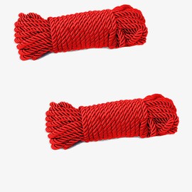 32 feet 8mm(1/3inch) Diameter Soft Silk Rope Solid Braided Twisted Ropes,10m Durable and Strong All Purpose Twine Cord Rope String Thread Cord (2 Pack red)
