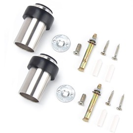 Door Stoppers, Floor Mount Door Stop 65mm Modern Doorstops Stainless Steel Cylindrical Floor Door Stopper for Wall Mounted Door Mounted, 2 Pack