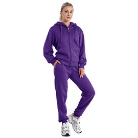 TanBridge Womens 2 Piece Sweatsuit Set Sherpa Lined Fleece Jogger Outfit Hoodie & Sweatpants Set