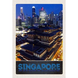 Ontrada Tin Sign 20 x 30 cm Domed Singapore City Asia High Rise India Decorative Gift Sign