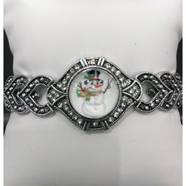 NOOSA 18mm Snap Bead - Snowman with Black Hat and Scarf - XMAS, Winter