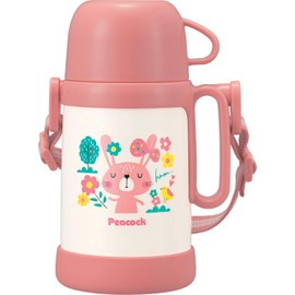 Peacock ASK-R50 PBL Water Bottle, 16.9 fl oz (500 ml), For Kids, Babies, Stainless Steel Bottle, Heat Retention, Cold Insulation, Cup, 0.5 L., Peach Blossom