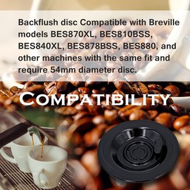 HiWater 2 packs 54mm Coffee Backflush Cleaning Disc Compatible with Breville Espresso Machines BES870XL, BES810BSS, BES840XL -100% silicone material