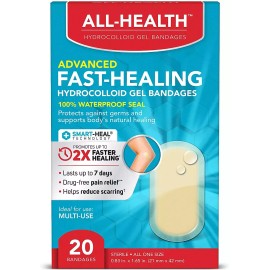 All Health Fast Healing Hydrocolloid Gel Bandages - 20 ct, 2X Faster Healing