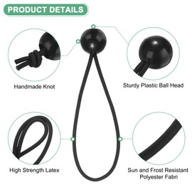 M METERXITY 10-Pack Ball Bungee Cords, 6 Inch High Elastic Canopy Tarp Tie Down Bungee Balls for Camping/Tent/Cargo Holding Wire Hoses/Patio Umbrellas/Shelter [Black]