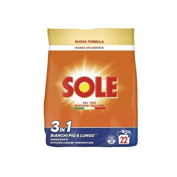 Sole Detersivo Lavatrice in Polvere Nuova Formula Bianco Splendente, 1 da 1100 grammi (22 lavaggi)