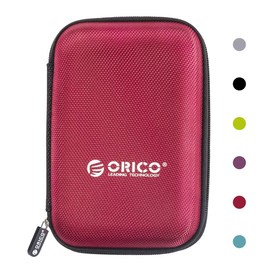 ORICO - Funda para disco duro externo de 2.5 pulgadas, impermeable, a prueba de golpes, con tamaño interno de 5.5 x 3.5 x 1 pulgadas, para organizar discos duros y accesorios electrónicos, color rojo