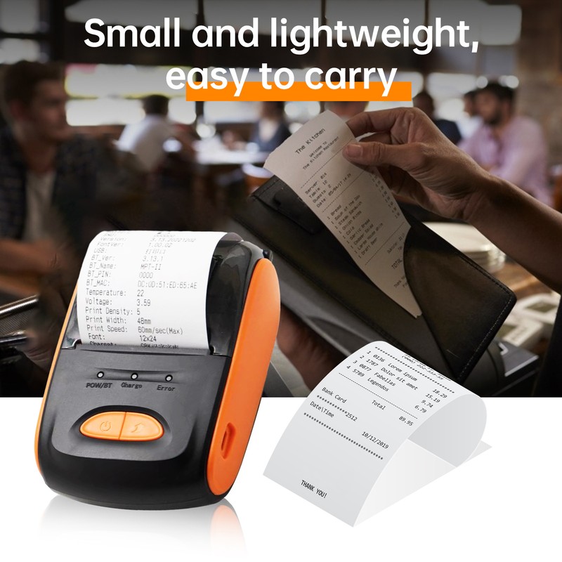Receipt Printer Portable 58mm Mobile Thermal Printer Wireless BT Mini