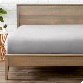 Bare Home Fitted Bottom Sheet Emperor - Premium 1800 Ultra-Soft Microfibre - Ultra-Soft Wrinkle Free - Deep Pocket - 35 CM Deep - 15" Deep - Emperor Fitted Sheet (Emperor, Light Grey)