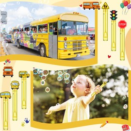 Shappy 60 Pcs Bubble Wands Bulk Mini Bubble Wands Party Favors Small Bubbles Birthday Party Gift for Novelty Gifts(Yellow and Black,School Bus Driver)