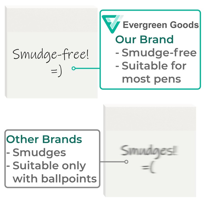 Evergreen Goods 12 Pads Smudge-Free Transparent Sticky Notes with Glitter,