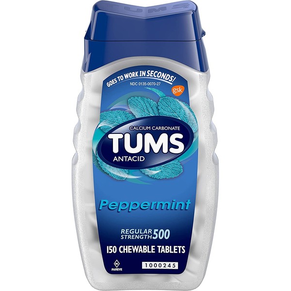 Tums Pmint 150 S Size 150s Tums Regular Strength Peppermint Calcium & Antacid