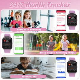 Smart Watch for Kids 1.85" with Fitness Tracker, Sleep Monitor, 22/100+ Sport Modes, DIY Dial, IP68 Waterproof, Step Counter, Heart Rate, Camera, with/Without APP, Gift for 3-12 Years Old Boys Girls