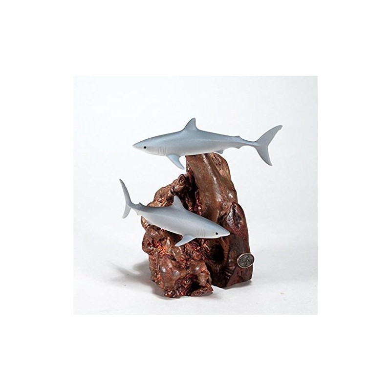 Mako Shark Duo Sculpture by John Perry Airbrushed on Polished