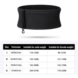 Viilich Belt Bag, Multifunctional, Breathable, Universal Concealed Knitted Waist Bag, Running Waist Bag with Large Capacity, Suitable for Running, Cycling, Jogging, black