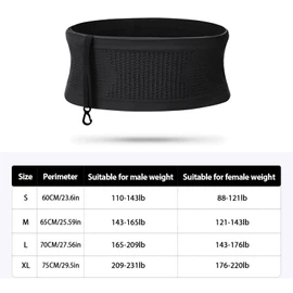 Viilich Belt Bag, Multifunctional, Breathable, Universal Concealed Knitted Waist Bag, Running Waist Bag with Large Capacity, Suitable for Running, Cycling, Jogging, black