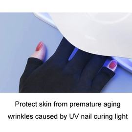 [YUYTE] Nail Art Gloves Anti UV Gloves, LED Nail Art Hardening Lamp Protective Gloves Manicure Protective Gloves Nail Art Skin Care Gloves, 1 Pair (Black)