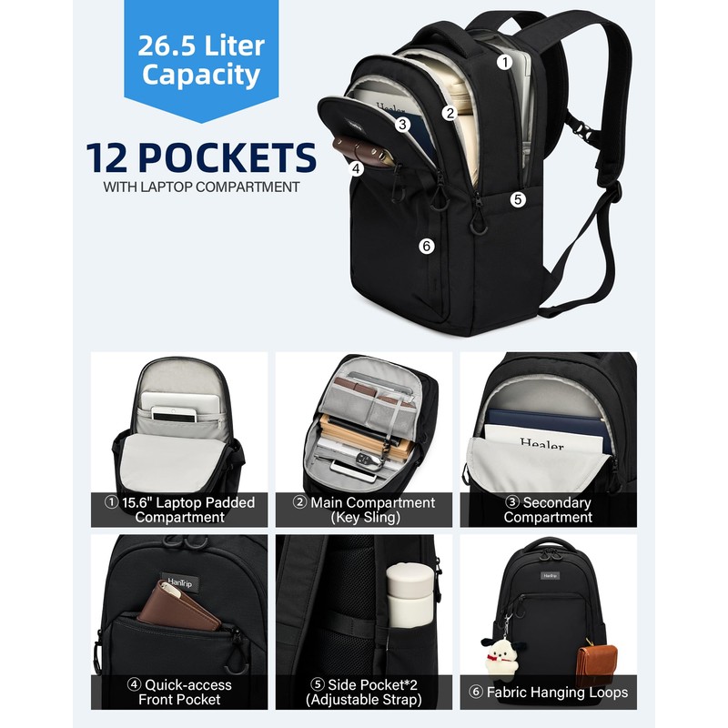 HanTrip Travel Laptop Backpack for Women Men, 18 Inch Large