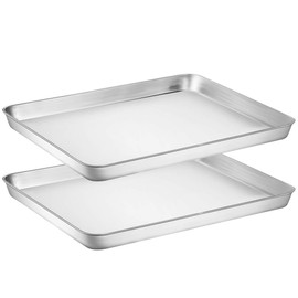 Wildone Baking Sheet with Silicone Mat Set, Set of 4 (2 Sheets + 2 Mats), Wildone Stainless Steel Cookie Sheet Baking Pan with Silicone Mat, Size 18 x 13 x 1 Inch, Non Toxic & Heavy Duty & Easy Clean