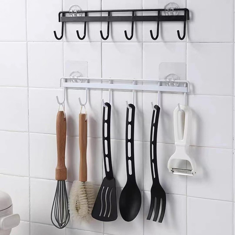 Qinsky Kitchen Utensil Hangers with 6 Hooks,2pcs Wall Mount Utensil