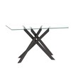 Rectangular Glass Dining Table, Tempered Glass Tabletop and Metal Legs,