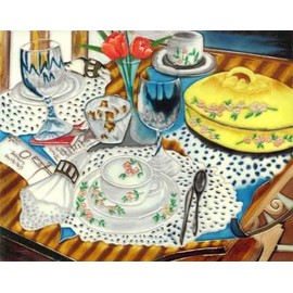 Table Set - Decorative Ceramic Art Tile - 11"x14" En Vogue