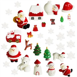 MAKIOTEKO 36 Pcs Christmas Miniature Figurines Kits, Mini Resin Santa Claus Christmas Trees Snowman Ornaments Micro Landscape Accessories for DIY Snow Globes Christmas Village Fairy Garden