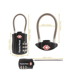 TravelMore 10 Pack TSA Approved Travel Combination Cable Luggage Locks for Suitcases - Orange (10 Pack, Black)