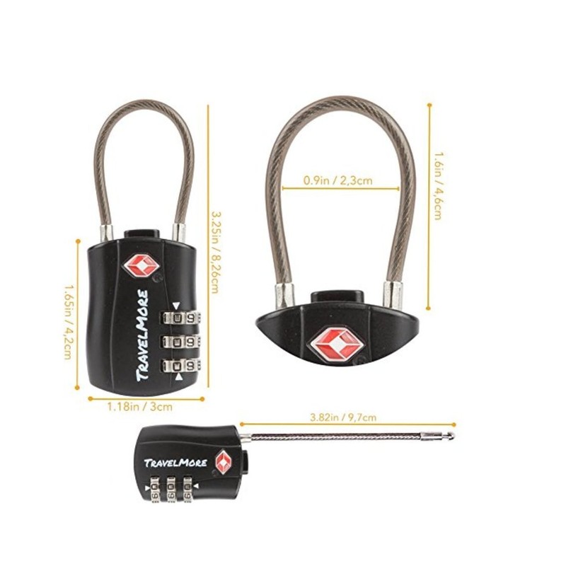 TravelMore 10 Pack TSA Approved Travel Combination Cable Luggage Locks