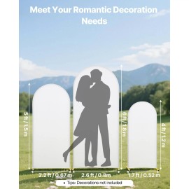 Set of 3 Gold Metal Arch Backdrop Stands 6/5/4 ft Stable Structure & Easy Assembly for WeddingsCombination Type: 3 PCS with Fabric Cover, size: Size 6ft,5ft,4ft