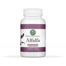 Herb Emporium Alfalfa (Medicago Sativa L, Alpalpa) Capsules 90 Vegetable Capsules (340 mg) Herbal Supplement for Healthy Digestion (Pack of 1)