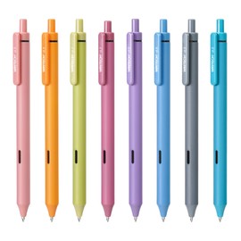 WRITECH Fine Point Gel Pens: 8ct 0.5mm Multi Colored Ink Colors Retractable Pen for Smooth Writing Note Taking Journaling Assorted Coloring No Bleed & Smear & Smudge (Vintage Set)