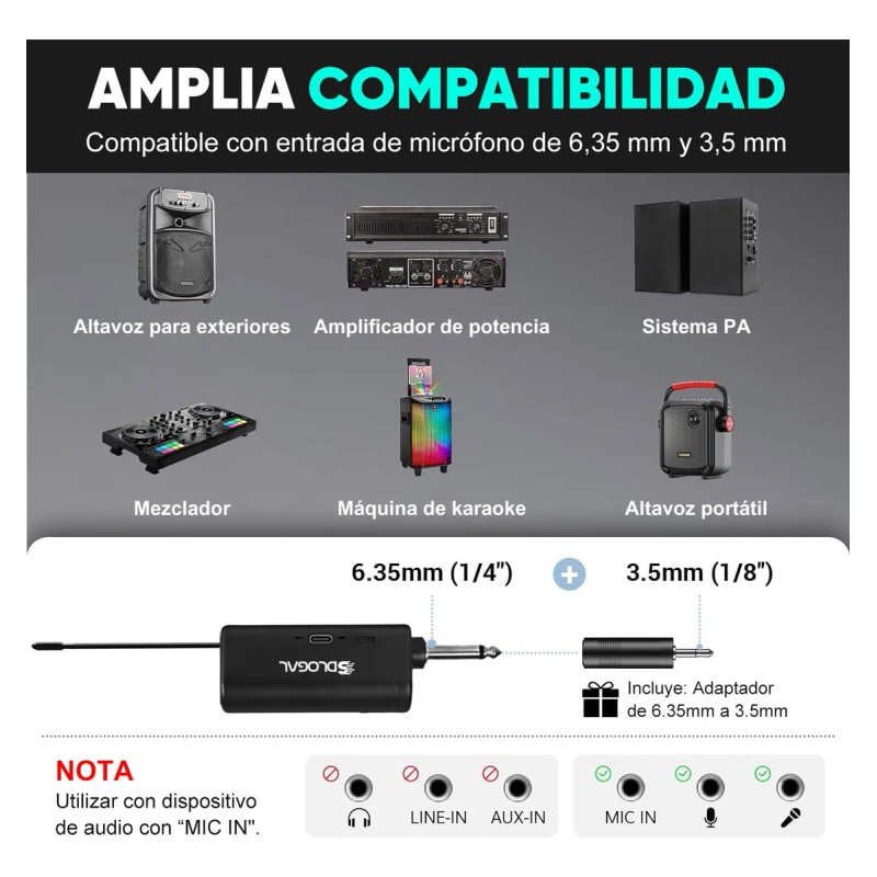 Micrófonos Inalámbricos Uhf Dinámico Recargable 4pcs