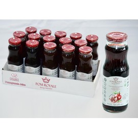 Pom Royale Pomegranate Juice (No Pulp), 8.4 fl oz (250mL), 15-Pack, Cold-Pressed, No Preservatives, Glass Bottle for Freshness