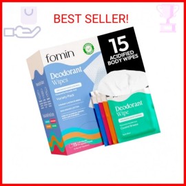 FOMIN Acidified Travel Deodorant Wipes For Women & Men - 15 Count - Variety Pack