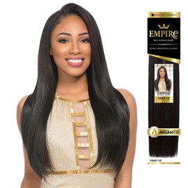 Sensationnel Empire yaki human hair - tangle free weaving for quick weave and sew in styles for faux highlights - 2 pack (20 inch, 1B OFFBLACK)