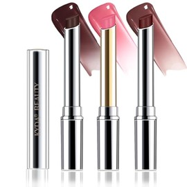 3 Colors Honey Lipstick Tinted Lip Balm, Sheer Hydrating and Lightweight Honey Lipstick for All Skin Tones, a Hint of Natural Black Cherry Tint, Glossy Finish- Set B(Black, Rose, Nude)