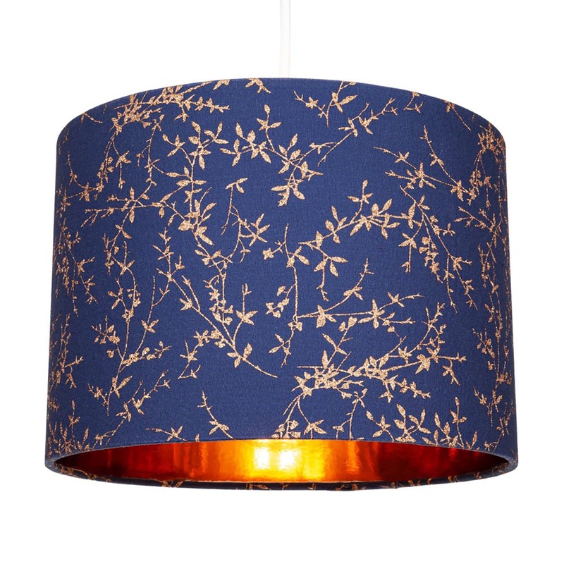 Modern Navy Midnight Blue Cotton Fabric 12" Lamp Shade with