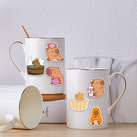 Kawaii Animal Stickers, 50 Pcs Vinyl Waterproof Capybara Decals for Bottles, Laptops, Luggage, Snowboards, Guitars, Scrapbooks, Phones, Gift for Teens, Girls, Kids, Adults
