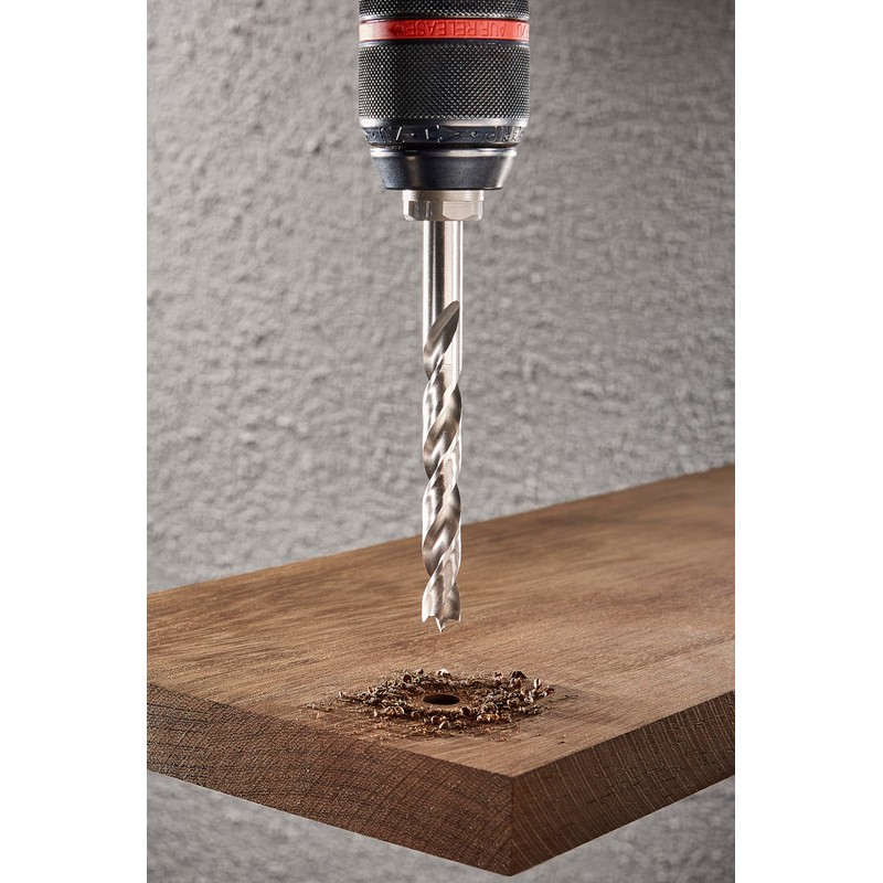 wolfcraft 7120000" Professional 6 Wood Twist Drills, Silver, 3 mm/4