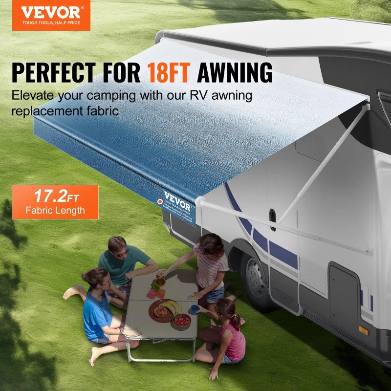 Heavy Duty 18ft Length RV Camper Awning Fabric Replacement 18oz