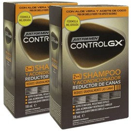Just for Men Control GX, Grey Reducing 2-in-1 Shampoo & Conditioner for Grey Hair, New Improved Formula - All Shades 4oz - Pack of 2