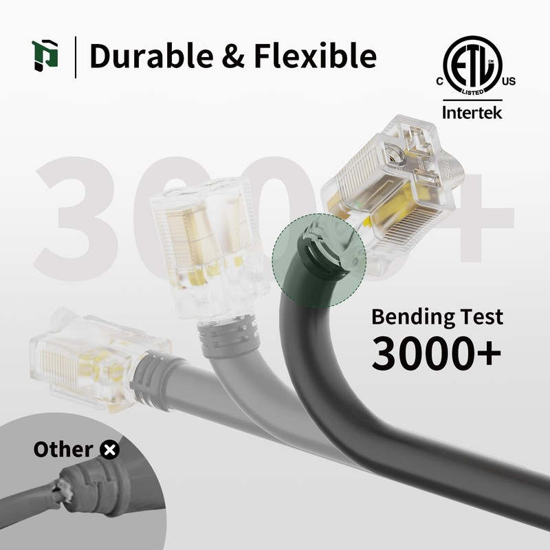 PLUGTUL 20AMP Extension Cord 10FT, NEMA 5-20 Heavy Duty Extension