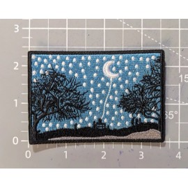 Unbranded Nature Patch Moon Light Starry Night Country Field Embroidered Iron On 2.5x3.5"