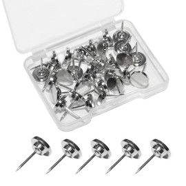 30 Pieces Metal Thumb Tack Push Pin，Wall Pin Wall Tack for Wall Hanging Bulletin Boards, Cork Boards, Foam Boards, Map Photos Calendar with Box（Silver）