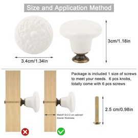 Brosay Ceramic Flower Drawer Knobs Decorative Vintage Style Handles for Kitchen Cabinets Dressers Cupboards Wardrobe Door Pulls 4Pcs (White)